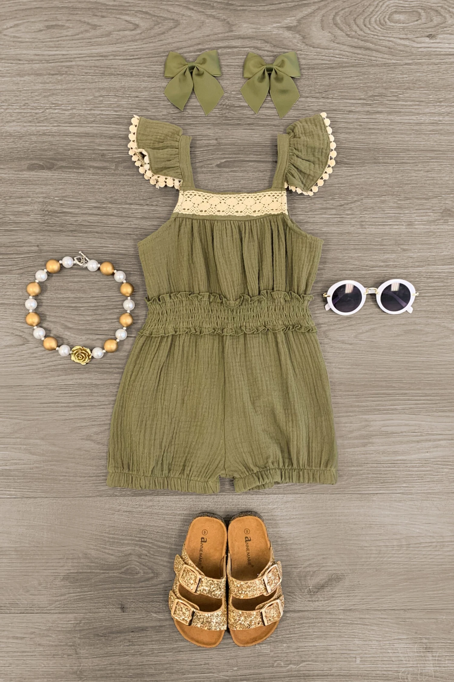 Olive & Lace Tank Sleeve Romper 3 Olive & Lace Tank Sleeve Romper