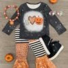 Peace Love Halloween Sequin Bell Bottom Set 1 Peace Love Halloween Sequin Bell Bottom Set -Children's boutique clothing peace love halloween sequin bell bottom set outfit sparkle in pink 881152