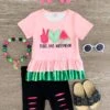 "Peace. Love. Watermelon" Distressed Short Set -Children's boutique clothing peace love watermelon distressed short set outfit sparkle in pink 29149870653514