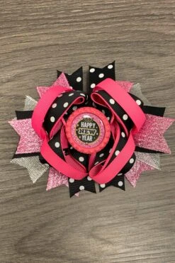 Pink & Black "Happy New Year" Bow