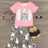 Pink Bunny Leopard Bell Bottom Set 2 Pink Bunny Leopard Bell Bottom Set -Children's boutique clothing pink bunny leopard bell bottom set outfit sparkle in pink 322743