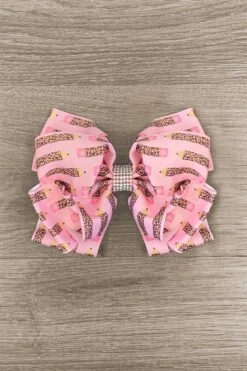 Pink Cheetah Pencil Bow