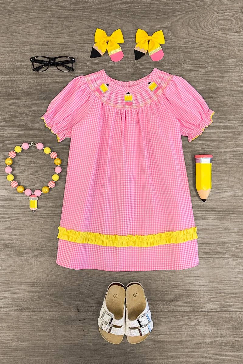 Pink Gingham Pencil Dress 3 Pink Gingham Pencil Dress