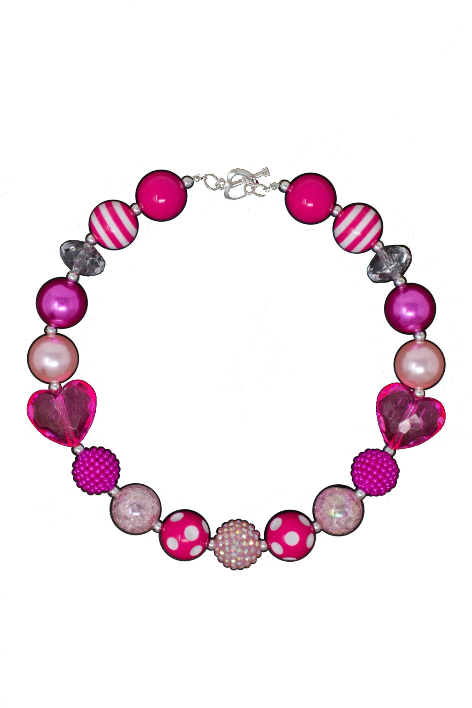 Pink Hearts Bubblegum Necklace 3 Pink Hearts Bubblegum Necklace