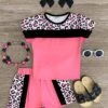 Pink Leopard Lounge Short Set -Children's boutique clothing pink leopard lounge short set outfit sparkle in pink 29149948772426