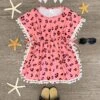 Pink Leopard Poncho Swimsuit Cover Up -Children's boutique clothing pink leopard poncho swimsuit cover up swimsuit sparkle in pink 372072