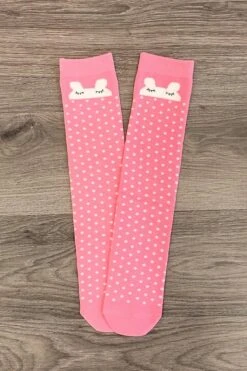 Pink Polka Dot Bunny Socks