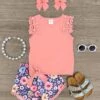 Pink & Purple Pearl Floral Lace Short Set -Children's boutique clothing pink purple pearl floral lace short set outfit sparkle in pink 673428