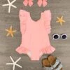 Pink Ruffle One Piece Swimsuit -Children's boutique clothing pink ruffle one piece swimsuit swimsuit sparkle in pink 962586