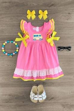 Pink & Yellow School Bus Dress