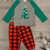 Plaid Christmas Tree Jogger Set -Children's boutique clothing plaid christmas tree jogger set boy sparkle in pink 29149641080906