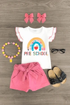 "Preschool - Fifth Grade" Rainbow Short Set