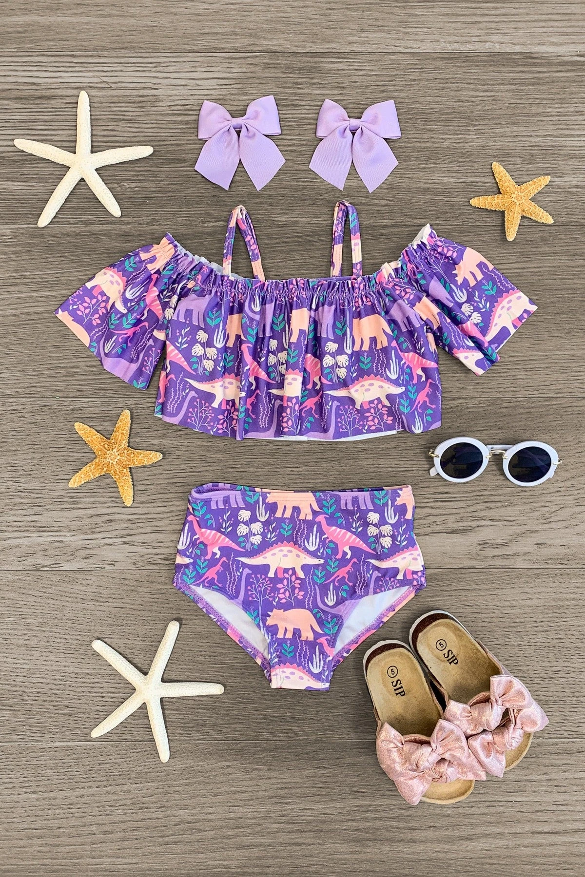 Purple Dinosaur 3-Piece Bikini Set 3 Purple Dinosaur 3-Piece Bikini Set