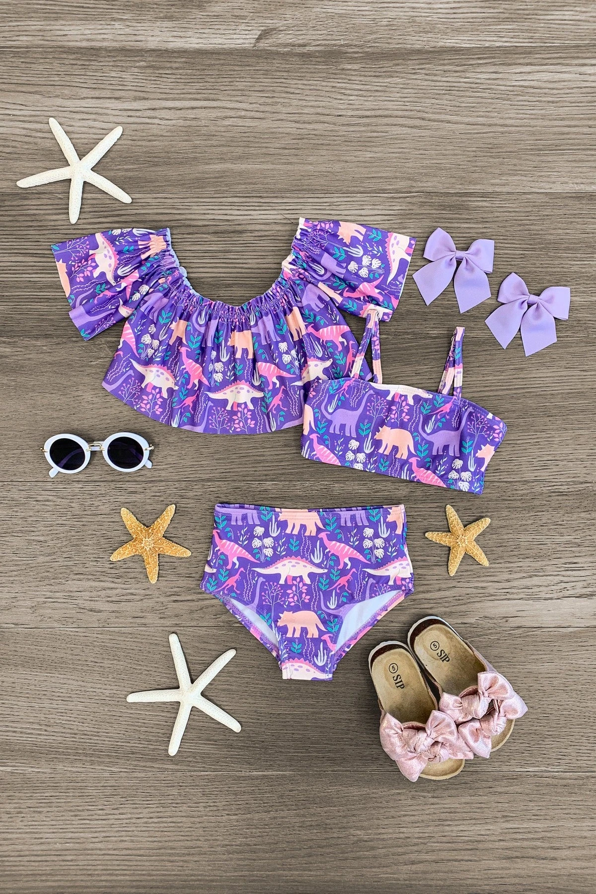 Purple Dinosaur 3-Piece Bikini Set 4 Purple Dinosaur 3-Piece Bikini Set - Image 2