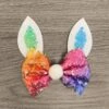 Rainbow Sequin Bunny Bow -Children's boutique clothing rainbow sequin bunny bow accessory sparkle in pink 15595906596938