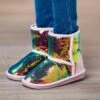 Rainbow Sequin Faux Fur Boots -Children's boutique clothing rainbow sequin faux fur boots footwear sparkle in pink 239572