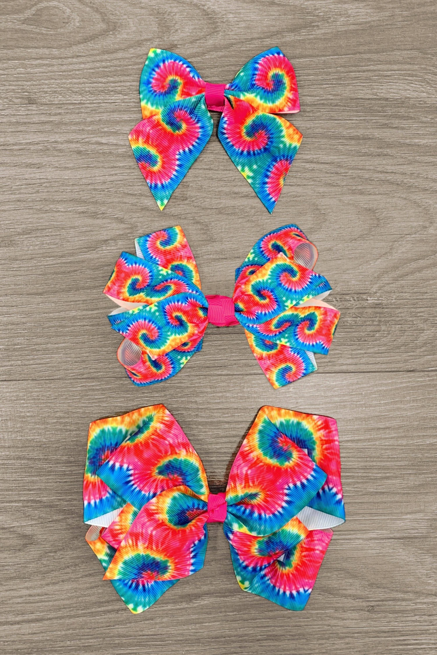 Rainbow Tie Dye Bows 4 Rainbow Tie Dye Bows - Image 2