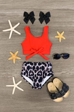 Red & Black Leopard Bikini