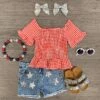 Red Gingham & Stars Patriotic Short Set -Children's boutique clothing red gingham stars patriotic short set outfit sparkle in pink 28850527862858