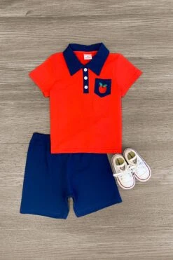 Red & Navy Apple Short Set
