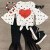 Red Sequin Heart Bell Bottom Set