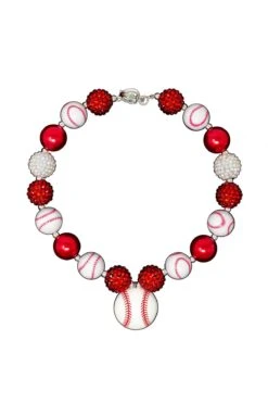Red & White Baseball Necklace