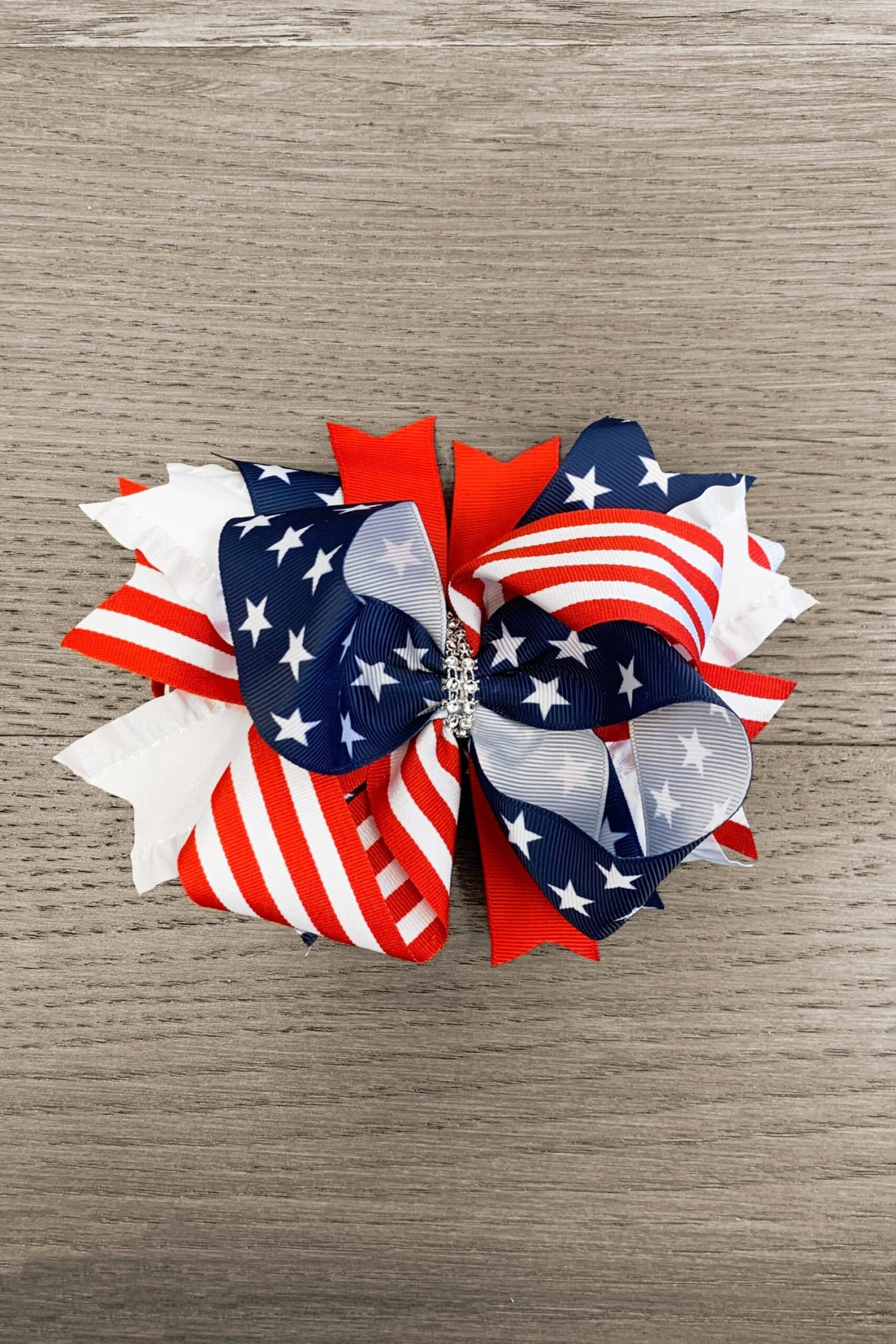 Rhinestone Stars & Stripes Bow 3 Rhinestone Stars & Stripes Bow