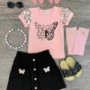 "Romans 12:2" Butterfly Skirt Set -Children's boutique clothing romans 12 2 butterfly skirt set skirt set sparkle in pink 29168496574538