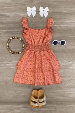 Rust Leopard Ruffle Dress