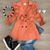 Rust Trench Coat -Children's boutique clothing rust trench coat jacket vest sparkle in pink 29383090110538