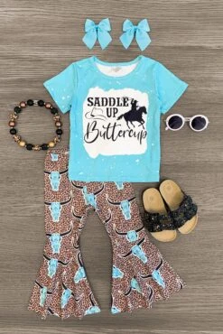 "Saddle Up Buttercup" Cheetah Bell Bottom Set