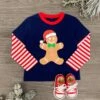 Santa Gingerbread Man Stripe Top -Children's boutique clothing santa gingerbread man stripe top boy sparkle in pink 29149655138378