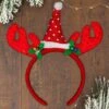 Santa Hat Reindeer Headband -Children's boutique clothing santa hat reindeer headband accessory sparkle in pink 13925035147338