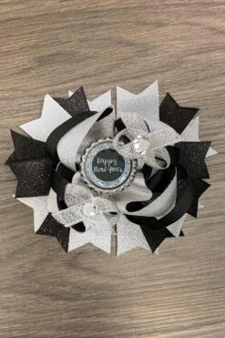 Silver & Black "Happy New Year" Bow