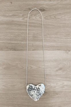 Silver Sequin Heart Purse
