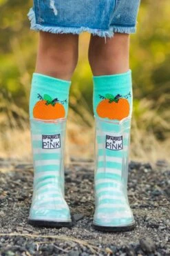 Sparkle In Pink Clear Rubber Boots With Colored Soles -Children's boutique clothing sparkle in pink premium exclusive boots clear black sole wear with any socks footwear sparkle in pink 345418