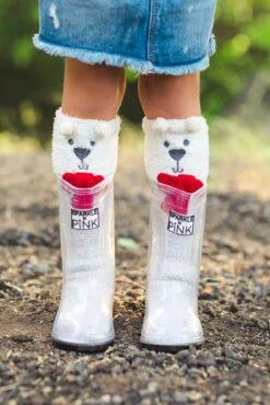 Sparkle In Pink Clear Rubber Boots With Colored Soles -Children's boutique clothing sparkle in pink premium exclusive boots clear black sole wear with any socks footwear sparkle in pink 442943