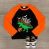 "Spooky Saurus" Black & Orange T-Shirt 1 "Spooky Saurus" Black & Orange T-Shirt -Children's boutique clothing spooky saurus black orange long sleeve t shirt boy sparkle in pink 28269825163338