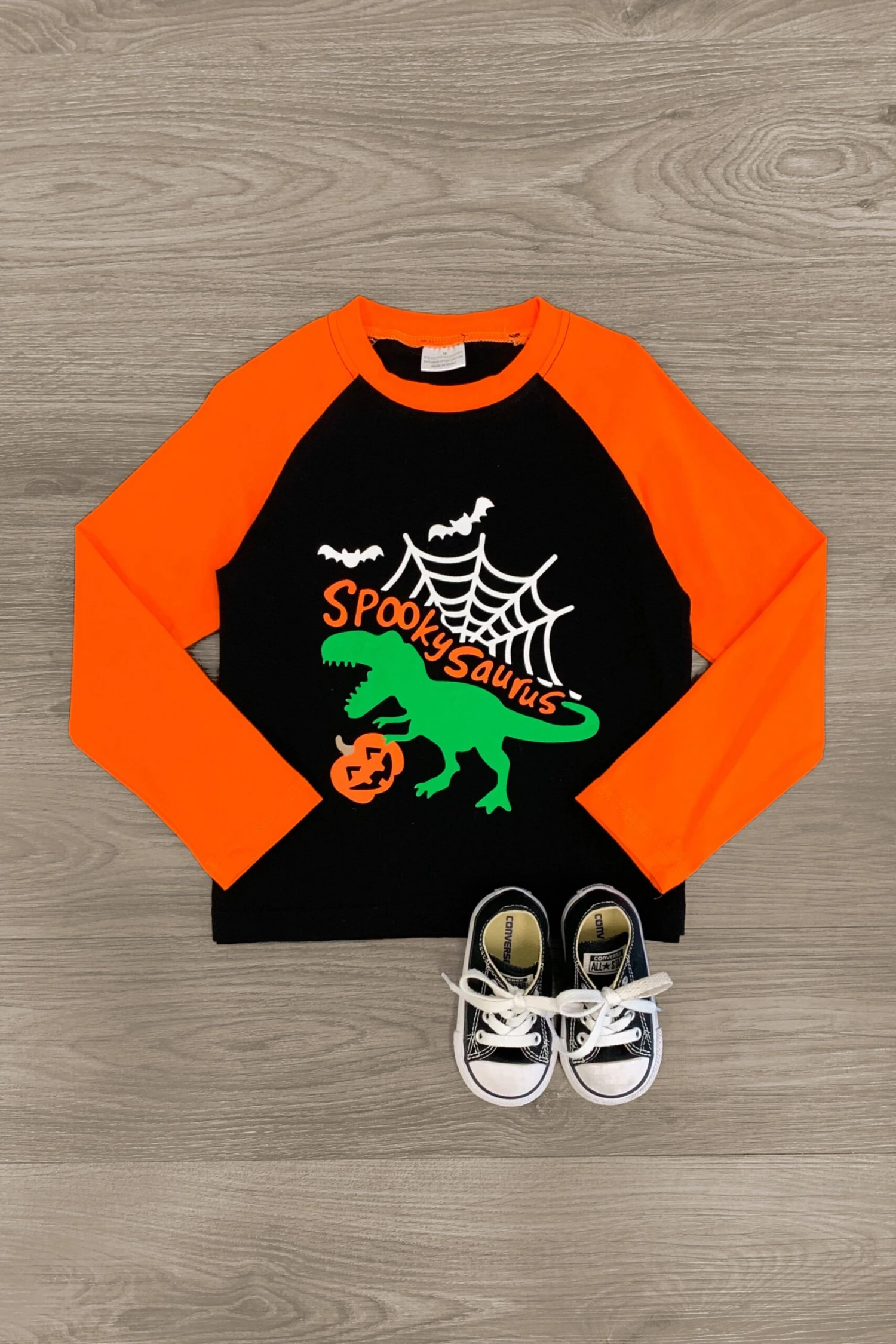 "Spooky Saurus" Black & Orange T-Shirt 3 "Spooky Saurus" Black & Orange T-Shirt
