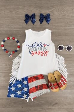 "Star Spangled & Sassy" Sequin Short Set