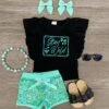 "Stay Wild" Mint Sequin Short Set -Children's boutique clothing stay wild mint sequin short set outfit sparkle in pink 147856
