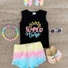 "Summertime" Pastel Tie Dye Denim Short Set