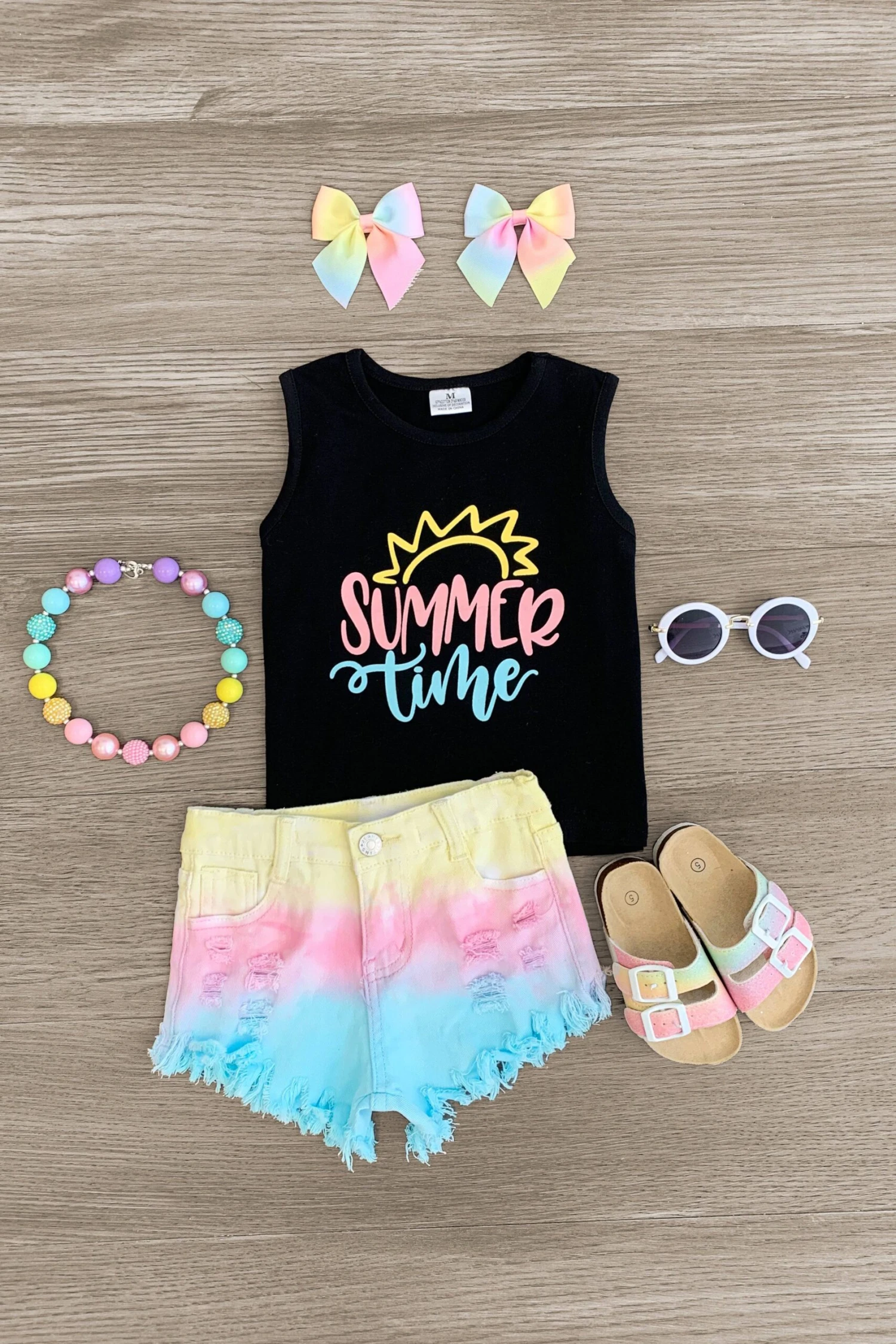 "Summertime" Pastel Tie Dye Denim Short Set 3 "Summertime" Pastel Tie Dye Denim Short Set