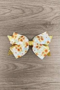 Sunflower Glitter Bow