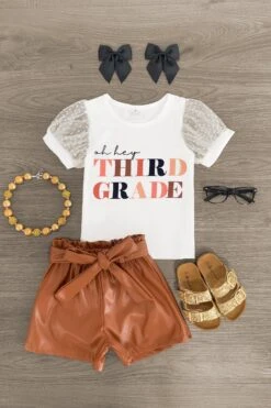 "Oh Hey Pre-K - 6th Grade" Pleather Short Set 16 "Oh Hey Pre-K - 6th Grade" Pleather Short Set -Children's boutique clothing thirdGradeLeatherSet ca7b41da 8ee6 4a66 baf1 7f4c90eeafd2