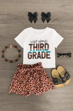 "Wild About Pre-K - 5th Grade" Leopard Short Set 15 "Wild About Pre-K - 5th Grade" Leopard Short Set -Children's boutique clothing thirdd