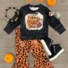 "Tis The Season" Leopard Football Bell Bottom Set -Children's boutique clothing tis the season leopard football bell bottom set outfit sparkle in pink 949712