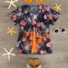Tropical High Waisted Bikini & Kimono -Children's boutique clothing tropical high waisted bikini kimono swimsuit sparkle in pink 621399