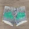 Mint Sequin Denim Shorts 2 Mint Sequin Denim Shorts -Children's boutique clothing turquoise sequin denim shorts bottom sparkle in pink 102073