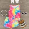 Twisted Tank Tie Dye Short Set -Children's boutique clothing twisted tank tie dye short set outfit sparkle in pink 272874
